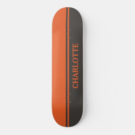 Skateboard Deux tons gras orange et noir (Recto)