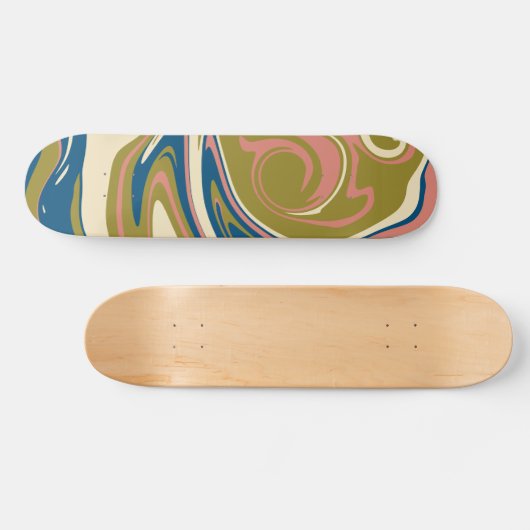 Skateboard Déversement - Bleu, Vert olive, Rose et Crème (Horz)
