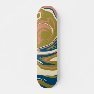Skateboard Déversement - Bleu, Vert olive, Rose et Crème