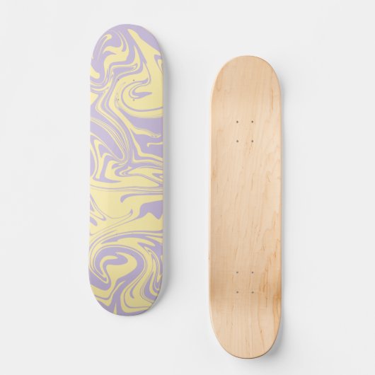 Skateboard Déversement - Pastel Jaune et Violet (Recto)