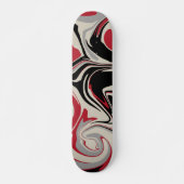 Skateboard Déversement - Rouge, gris, noir et blanc os (Devant)