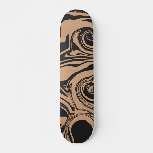 Skateboard Déverser dans Tan et Noir rétro, tourbillon de mar (Devant)
