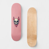 Skateboard Diablesse qui tire la langue sur fond rose (Recto)