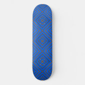 Skateboard Diamant Hypnotique Bleu Et Orange Art Pop Moderne (Recto)