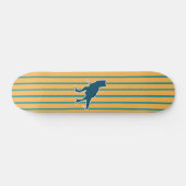 Skateboard Dinosaure T-rex à rayures bleues jaunes (Horz)