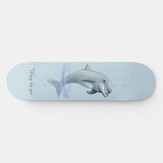 Skateboard Dolphin moderne chic & Script sur bleu clair (Horz)