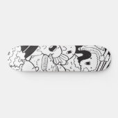 Skateboard Doodle japonais noir et blanc (Horz)