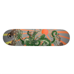 Skateboard Dragon avec Soleil Levant 2