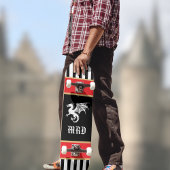 Skateboard Dragon Black White Striped Monogram w Red Gold 