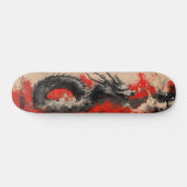Skateboard Dragon chinois majestueux avec plaque d'encre roug (Horz)