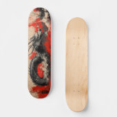 Skateboard Dragon chinois majestueux avec plaque d'encre roug (Recto)
