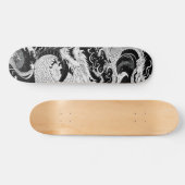 Skateboard Dragon Chinois ; Noir Et Blanc (Horz)