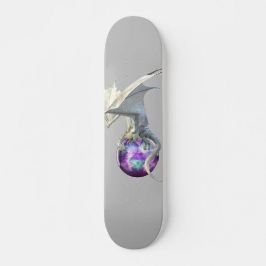 Skateboard Dragon de glace blanc avec la sphère magique (Devant)