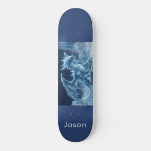 Skateboard Dragon de glace bleu 3D épique