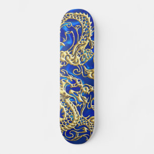 Skateboard Dragon d'or incorporé sur BlueSatin