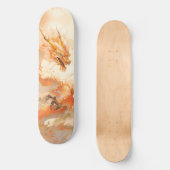 Skateboard Dragon d'or mythique cool qui s'envole dans les nu (Recto)