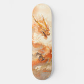 Skateboard Dragon d'or mythique cool qui s'envole dans les nu (Recto)