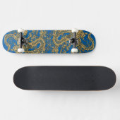 Skateboard Dragon d'or sur Lapis Blue Leather Texture (Horz)