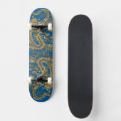 Skateboard Dragon d'or sur Lapis Blue Leather Texture (Recto)