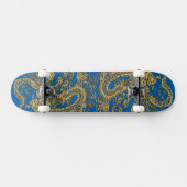 Skateboard Dragon d'or sur Lapis Blue Leather Texture (Horz)