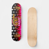Skateboard Dragon du feu avec votre nom en flammes (Recto)