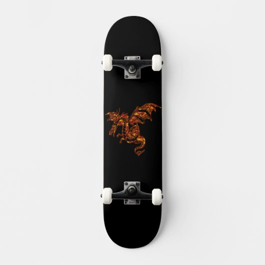 Skateboard Dragon flamboyant sur noir (Recto)