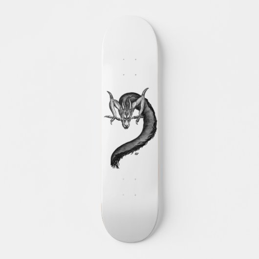 Skateboard Dragon noir et blanc (Devant)