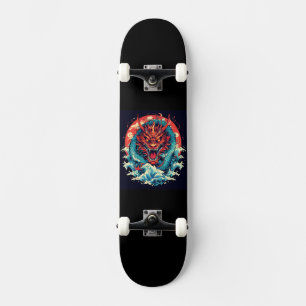 Skateboard Dragon parmi les vagues