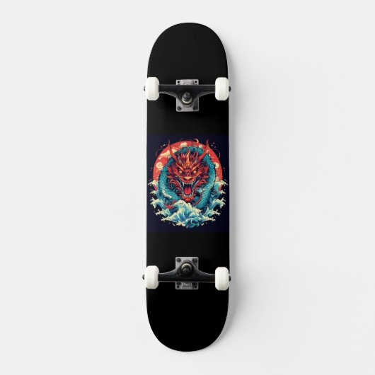 Skateboard Dragon parmi les vagues (Recto)