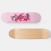 Skateboard Dragon rose et fleurs (Horz)