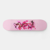 Skateboard Dragon rose et fleurs (Horz)