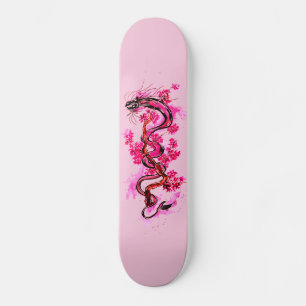 Skateboard Dragon rose et fleurs