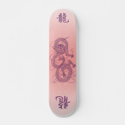SKATEBOARD DRAGON SUR LE ROSE (Devant)