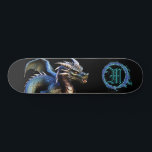 Skateboard *~* Dragon Turquoise métallique AP88 à fibre éléme<br><div class="desc">(Code de recherche AP88 pour trouver des articles similaires ) Transfert facile vers d'autres produits Zazzle. DRAGON Élément Élémentaire avec ANNEAU de FEU / FLAMES / FLAME et MONOGRAMME INITIAL pour votre nom - Conserver ou modifier ou supprimer le texte. Cette Fierce Popular skateboard de tendance chinoise style personnalisé pro...</div>