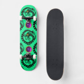 Skateboard DRAGON VERT NOIR, Gemmes Améthystes pourpres (Recto)