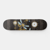 Skateboard Dragonflies de Steampunk sur arrière - plan rayé b (Horz)