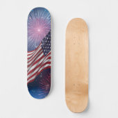 Skateboard Drapeau américain avec feux d'artifice (Recto)