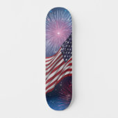 Skateboard Drapeau américain avec feux d'artifice (Recto)