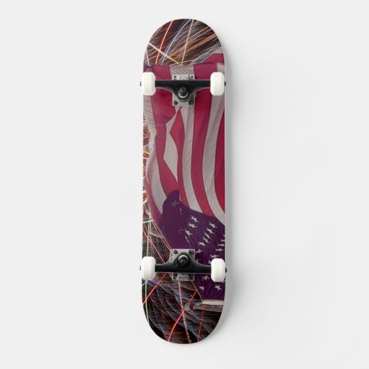 Skateboard Drapeau américain et feux d'artifice (Recto)