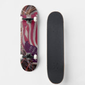 Skateboard Drapeau américain et feux d'artifice (Devant)