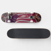 Skateboard Drapeau américain et feux d'artifice (Horz)