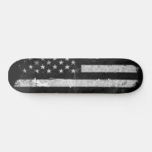Skateboard Drapeau américain grunge noir et blanc (Horz)