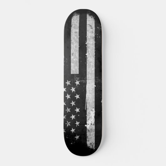 Skateboard Drapeau américain grunge noir et blanc (Recto)