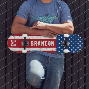 Skateboard Drapeau américain Monogramme Patriotique Personnal