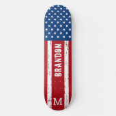 Skateboard Drapeau américain Monogramme Patriotique Personnal (Recto)