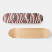 Skateboard Drapeau américain peint sur texture de bois rustiq (Horz)