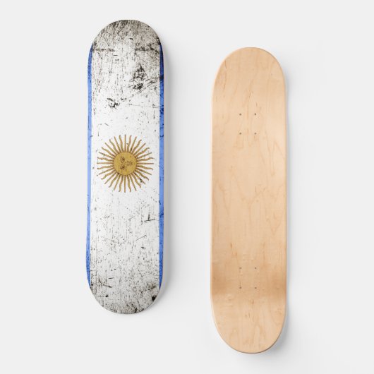 Skateboard Drapeau argentin Black Grunge (Recto)