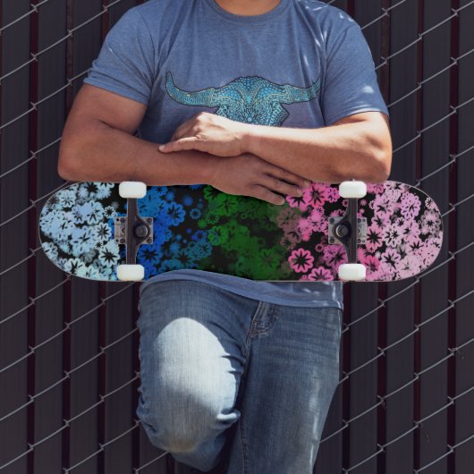 Skateboard Drapeau de fierté Omniromantique Fleuris Mignon Ré (Extérieur 3)