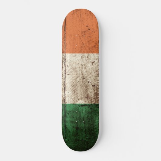 Skateboard Drapeau de l'Irlande sur le vieux grain en bois (Recto)