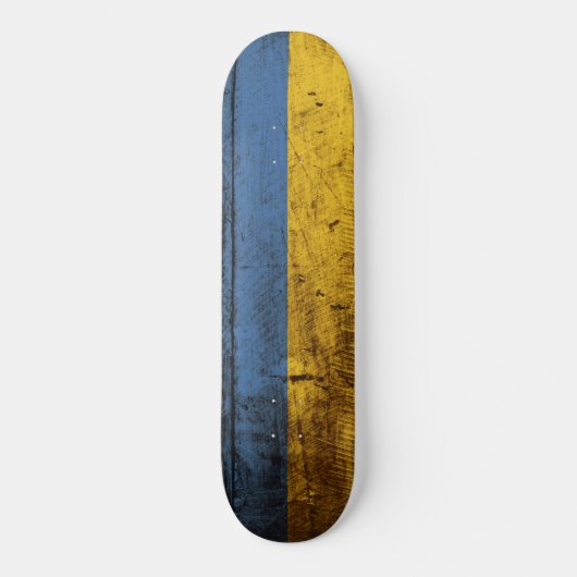 Skateboard Drapeau de l'Ukraine sur le vieux grain en bois (Recto)
